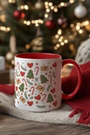 Christmas Mug Candy Cane - 11oz - Red